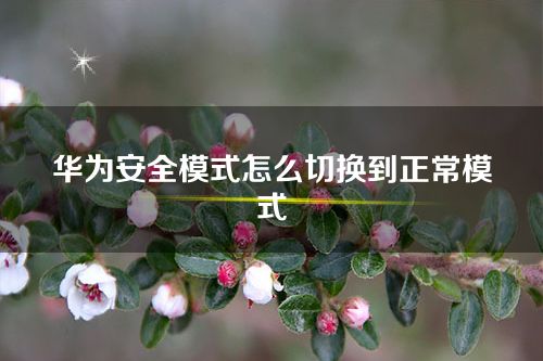 华为安全模式怎么切换到正常模式-安全模式是干啥的？